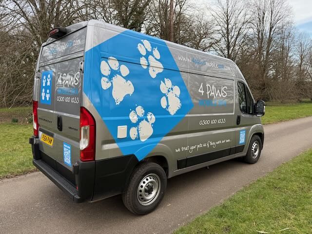 Rear three-quarter view of one of our latest vans